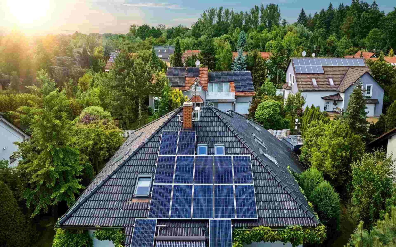 solar panels on roof